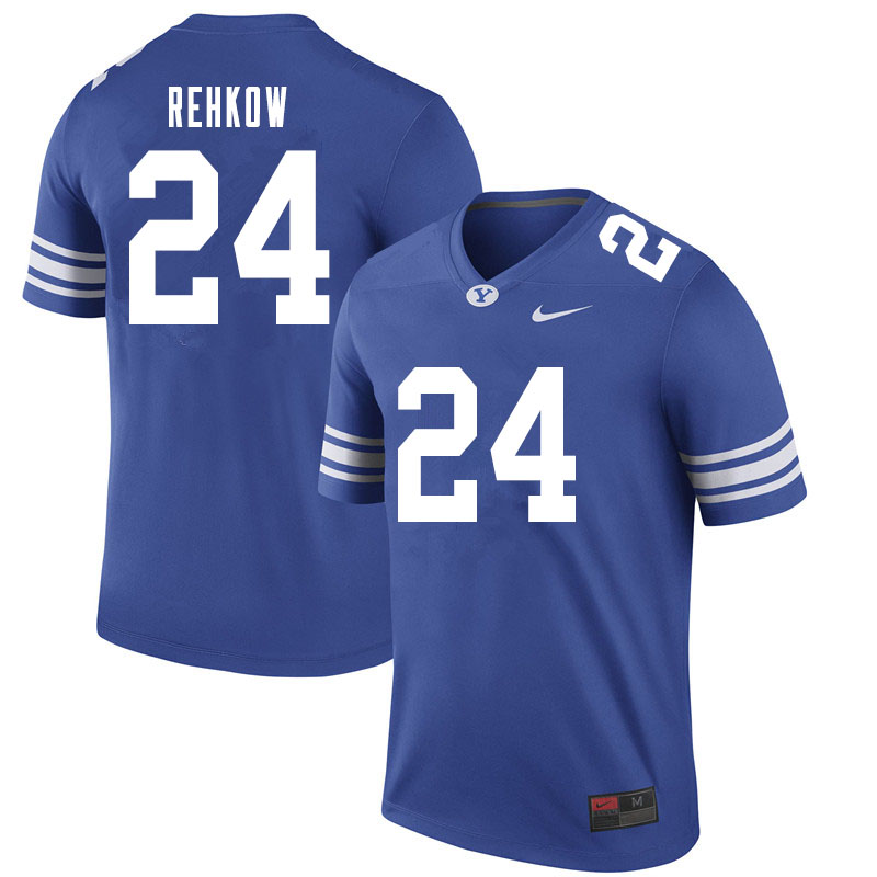 Men #24 Ryan Rehkow BYU Cougars College Football Jerseys Sale-Royal